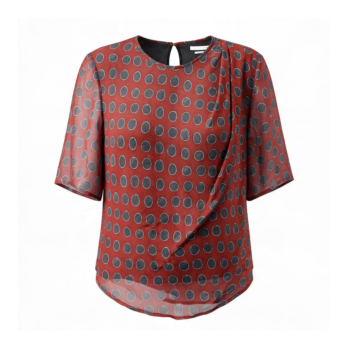 ISABEL MARANT ÉTOILE RED AND NAVY POLKA DOT BLOUSE - SIZE 40