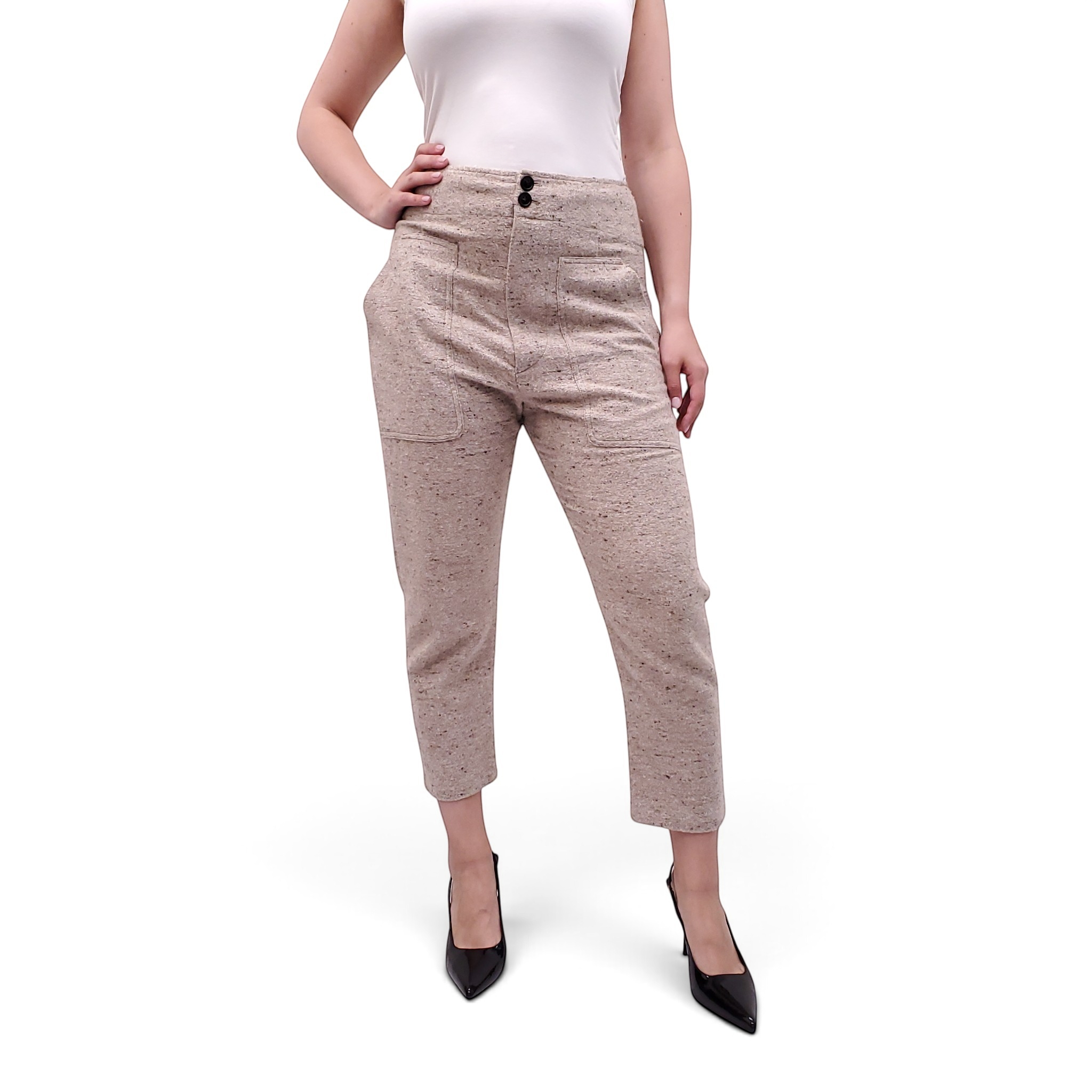 ISABEL MARANT ÉTOILE TAUPE COTTON BLEND SUIT - SIZE 34