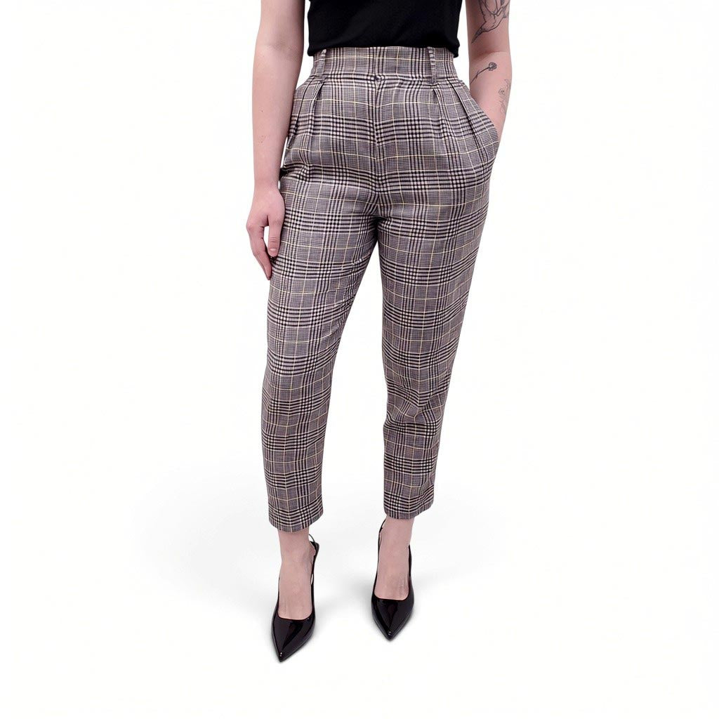 ISABEL MARANT GREY PLAID TROUSERS - SIZE 36