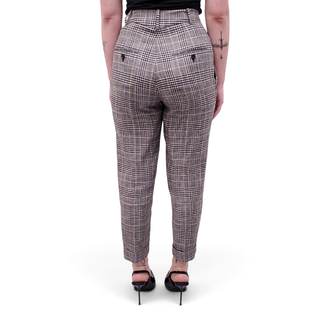ISABEL MARANT GREY PLAID TROUSERS - SIZE 36