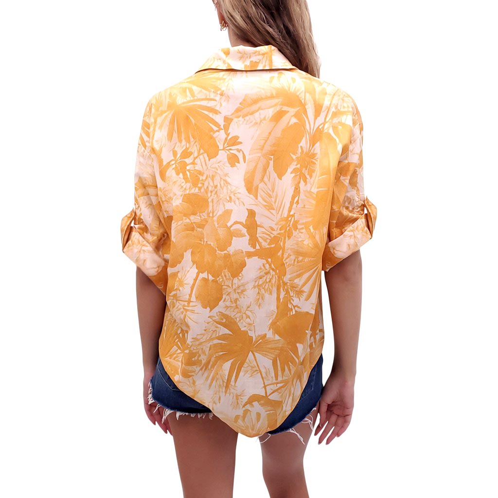 ZIMMERMANN ORANGE PATTERNED BUTTON UP SHIRT - SIZE 1/S