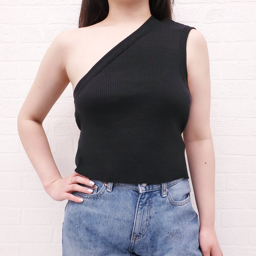 JACQUEMUS BLACK RIBBED OPEN BACK TANK TOP - SIZE 40