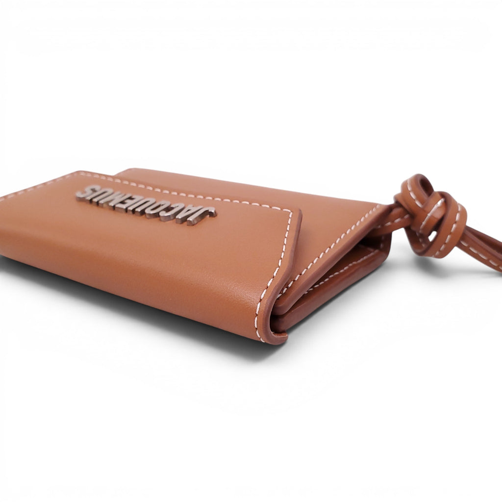 JACQUEMUS BROWN LEATHER LOGO CARD HOLDER