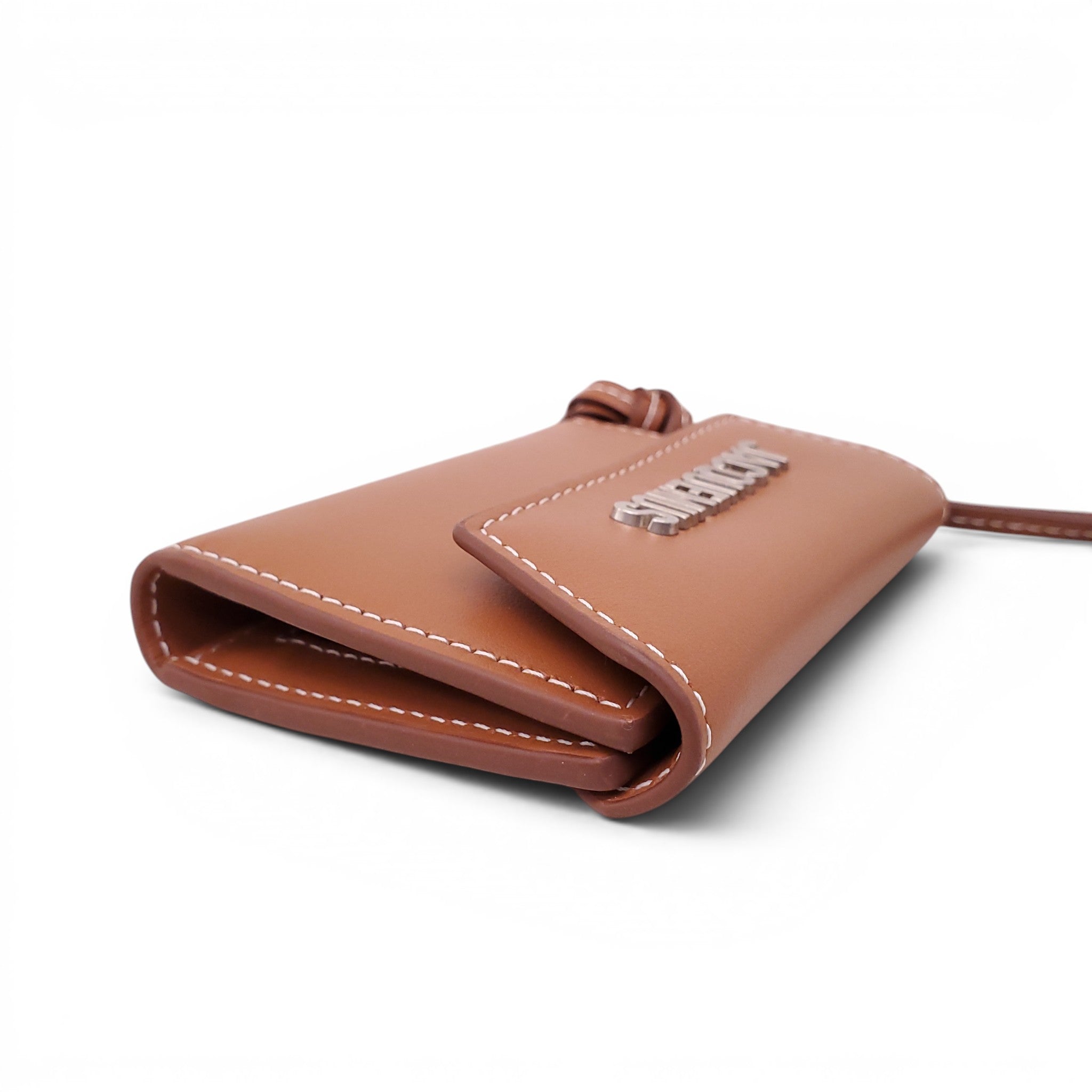 JACQUEMUS BROWN LEATHER LOGO CARD HOLDER