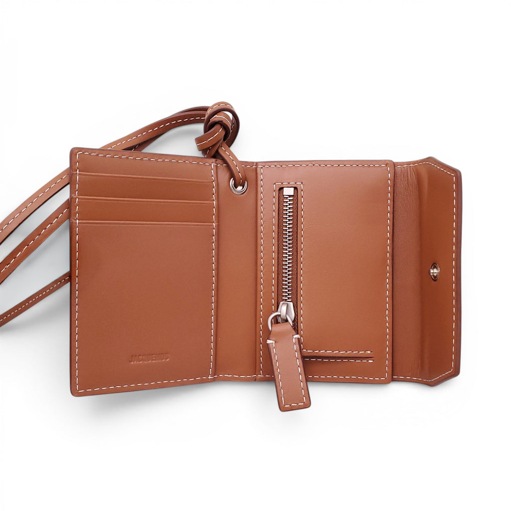 JACQUEMUS BROWN LEATHER LOGO CARD HOLDER