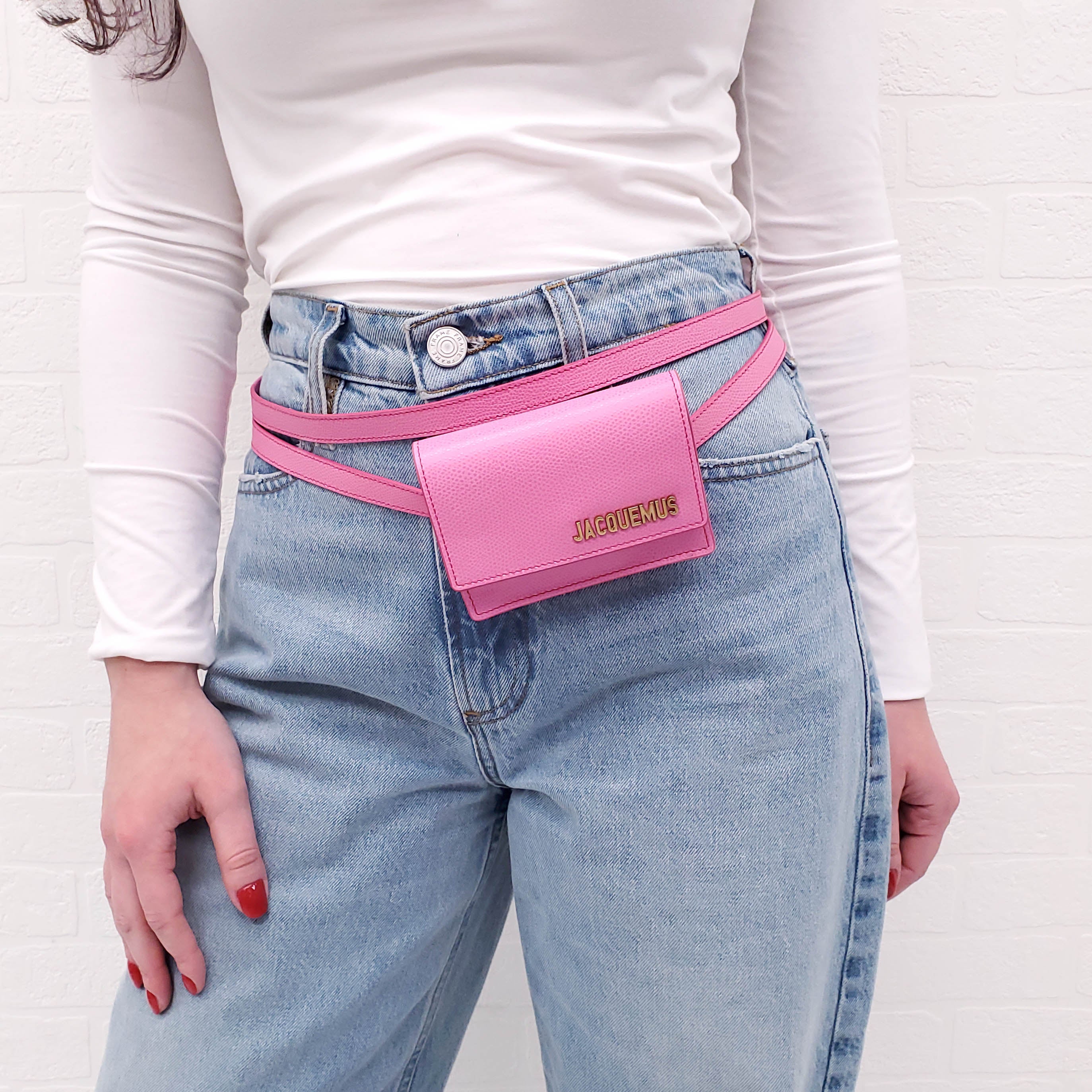 JACQUEMUS PINK LEATHER LA CEINTURE BELLO BELT BAG