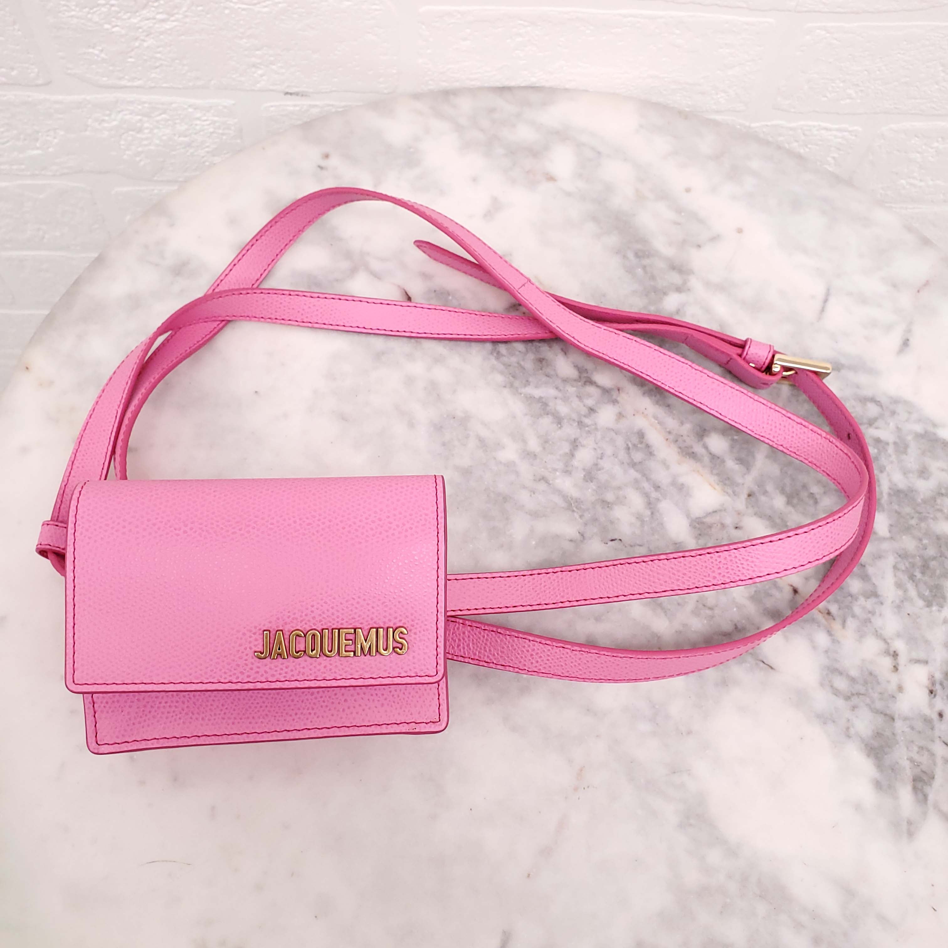 JACQUEMUS PINK LEATHER LA CEINTURE BELLO BELT BAG