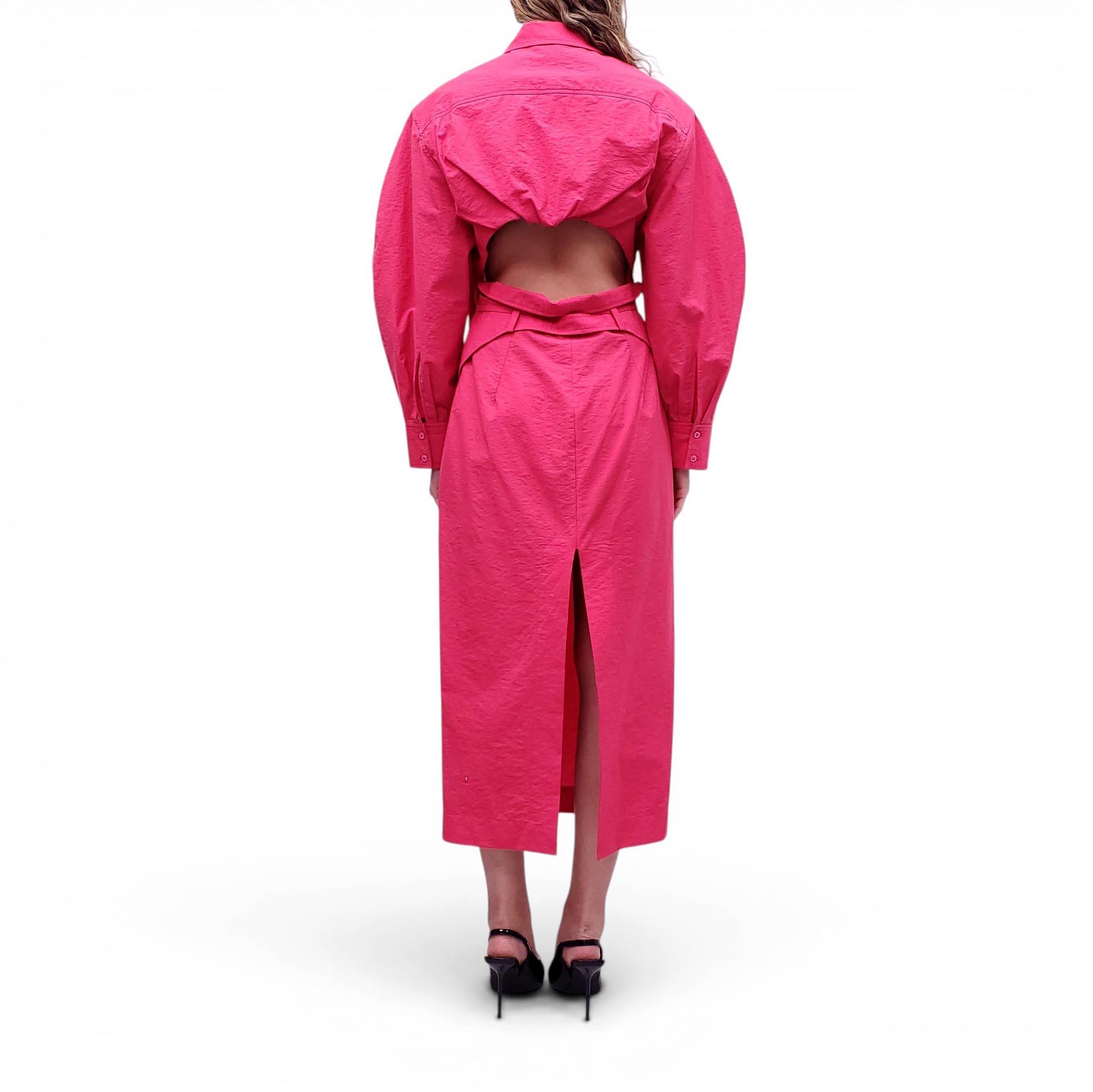 JACQUEMUS PINK 'LA MONTAGNE' CUTOUT DRESS - SIZE 40