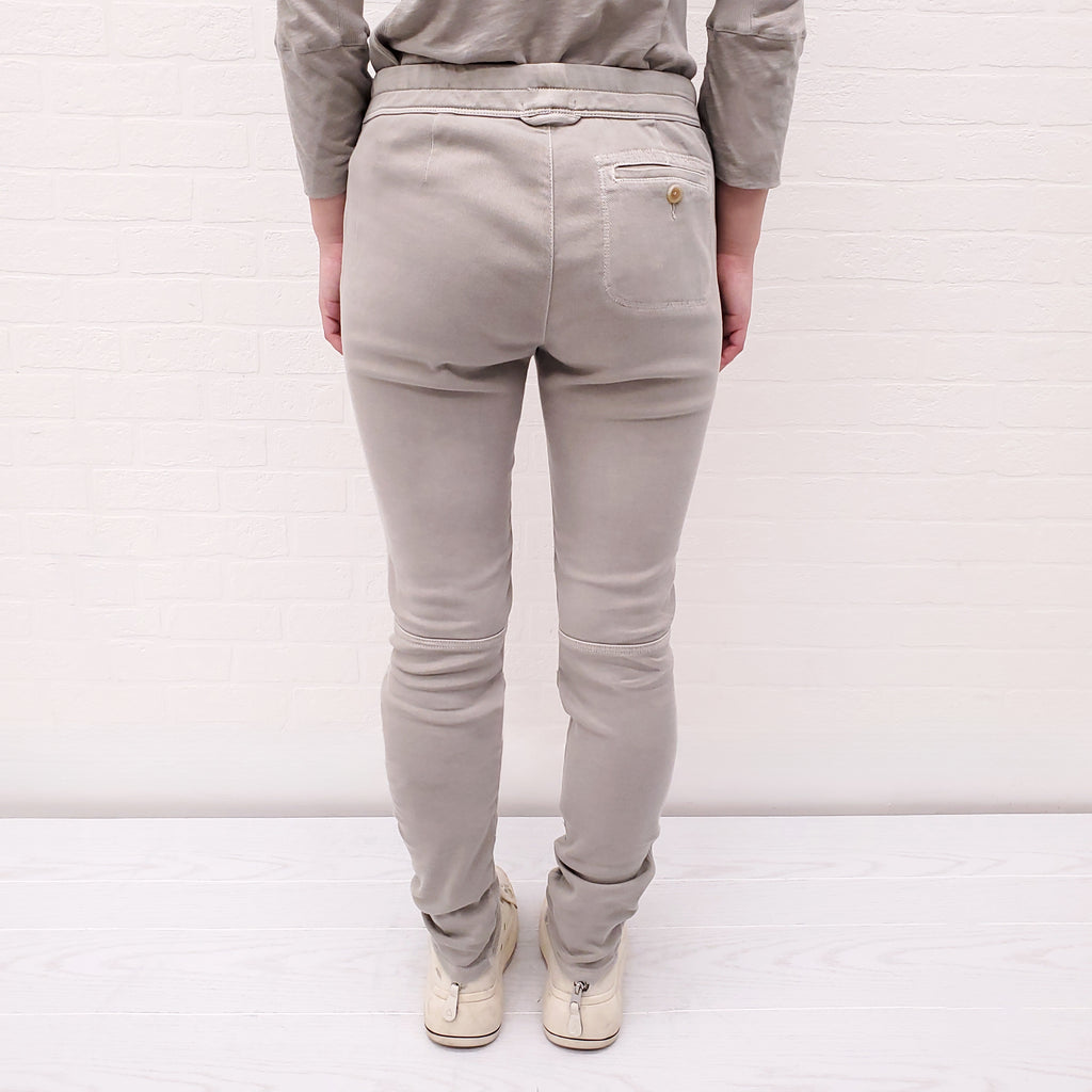 JAMES PERSE BEIGE COTTON DENIM EFFECT TROUSERS WITH DRAWSTRING - SIZE 0/XS