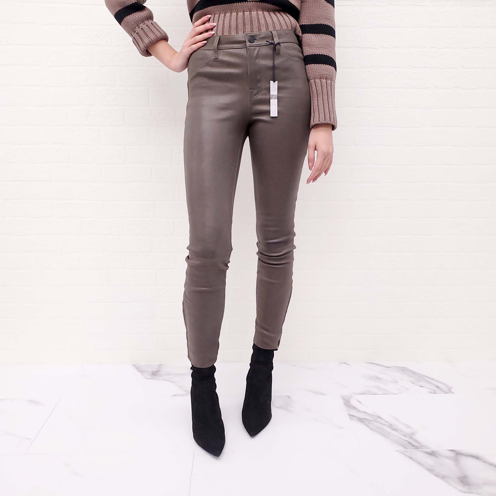 J BRAND KHAKI GREEN LEATHER JEANS - SIZE 28