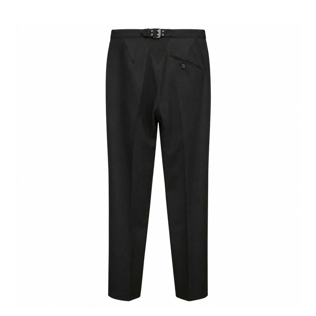 JEAN PAUL GAULTIER BLACK SUIT WITH LEATHER BELT BACK DETAIL DETAILED TROUSERS - VINTAGE SIZE 10 (FITS SIZE 6)