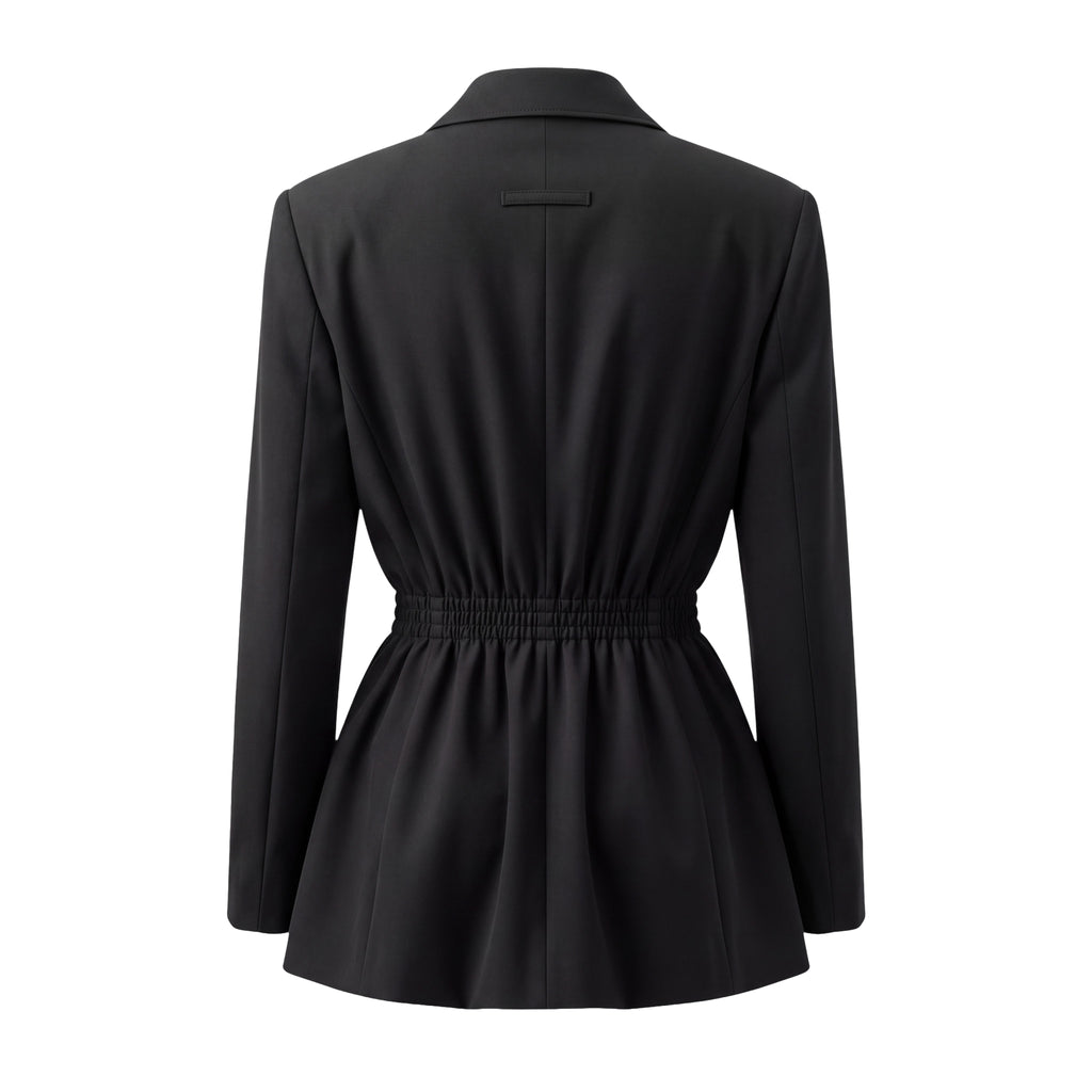 JEAN PAUL GAULTIER BLACK SUIT WITH LEATHER BELT BACK DETAIL DETAILED TROUSERS - VINTAGE SIZE 10 (FITS SIZE 6)