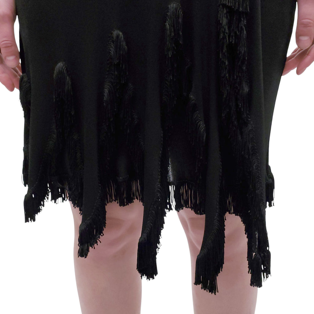 JEAN PAUL GAULTIER DRESS WITH FRINGE AND LEATHER BUCKLE DETAIL - SIZE 38