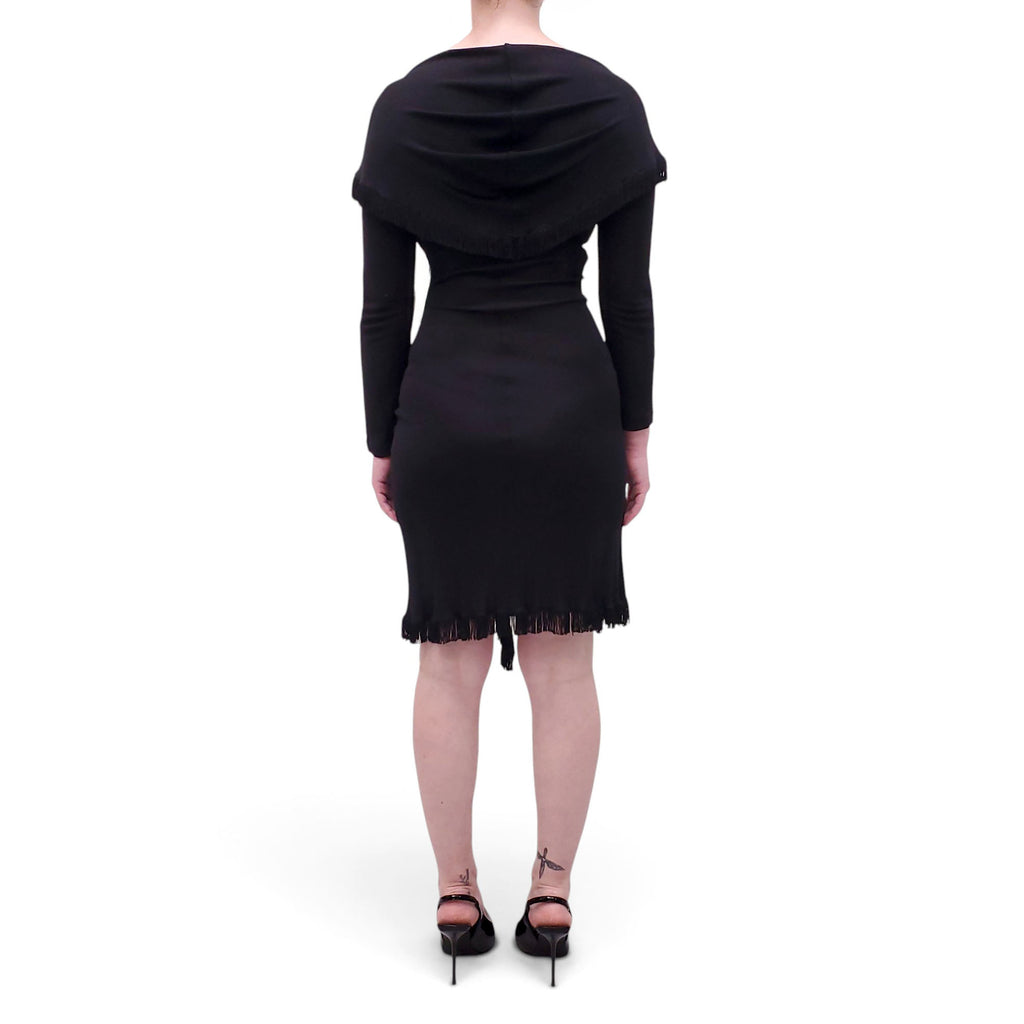 JEAN PAUL GAULTIER DRESS WITH FRINGE AND LEATHER BUCKLE DETAIL - SIZE 38