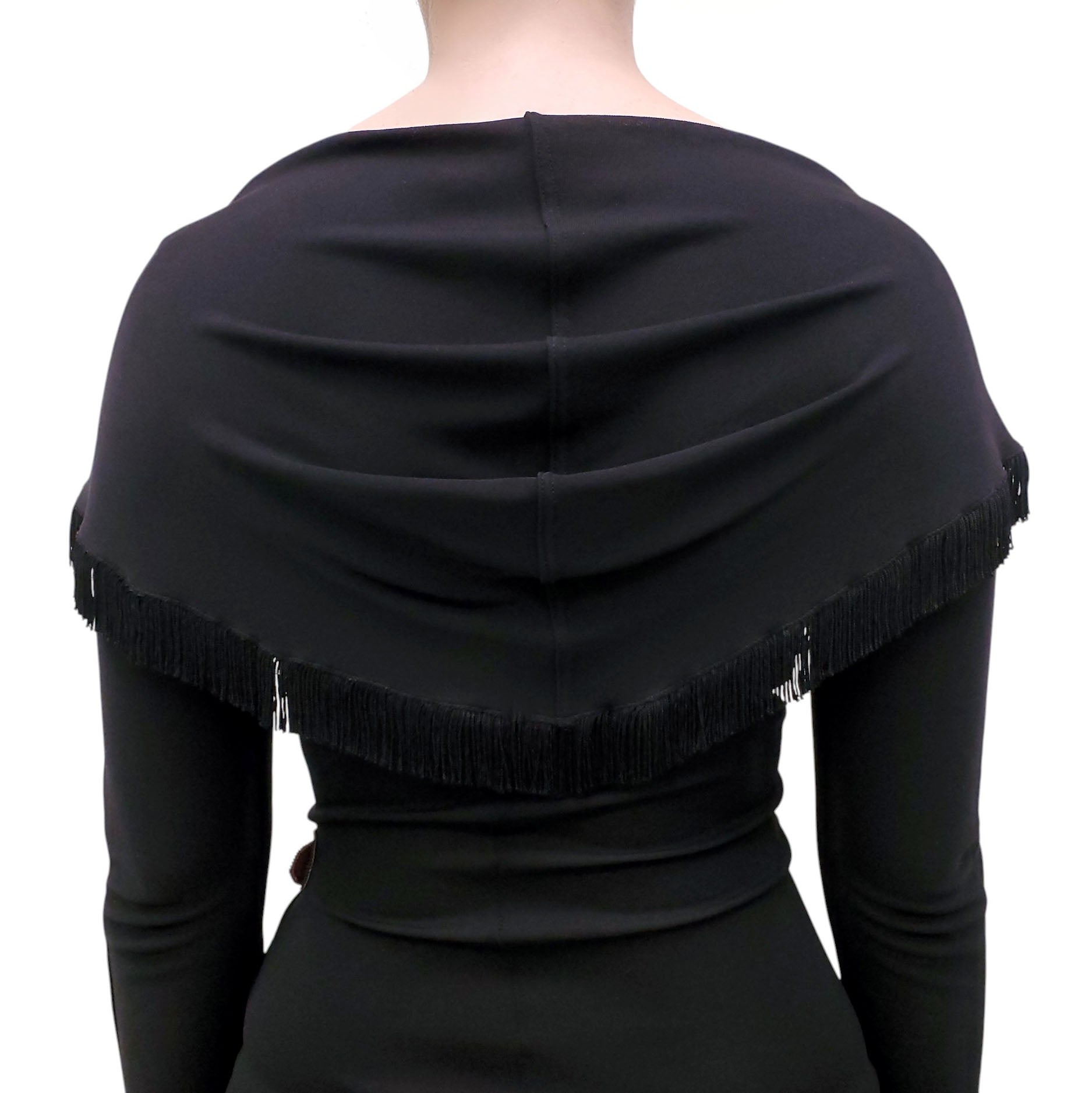 JEAN PAUL GAULTIER DRESS WITH FRINGE AND LEATHER BUCKLE DETAIL - SIZE 38
