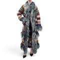 JEAN PAUL GAULTIER MULTICOLOUR VIRGIN WOOL COAT WITH MONGOLIAN FUR DETAIL - SIZE M