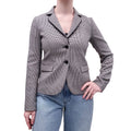 JIL SANDER BLACK AND CREAM HOUNDSTOOTH JACKET - SIZE 34