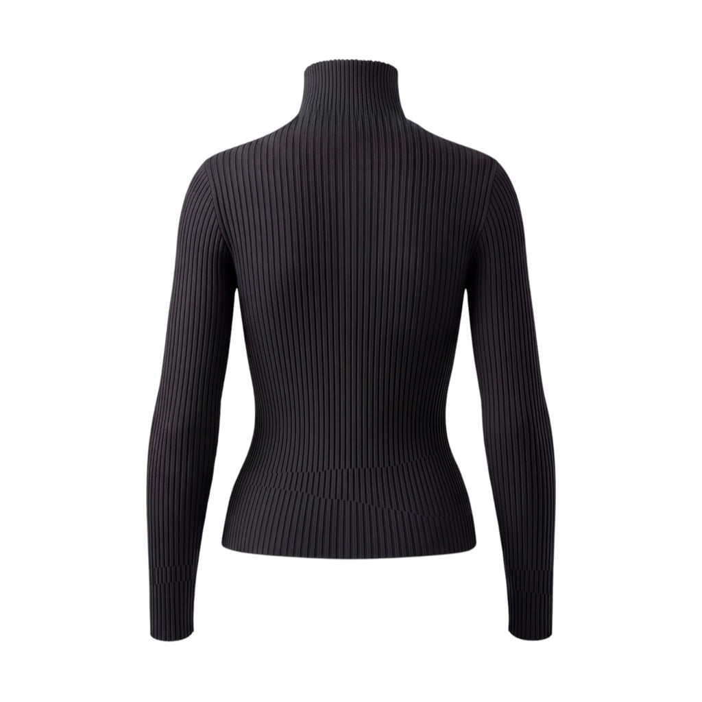 JIL SANDER BLACK RIBBED TURTLENECK SWEATER - SIZE 40
