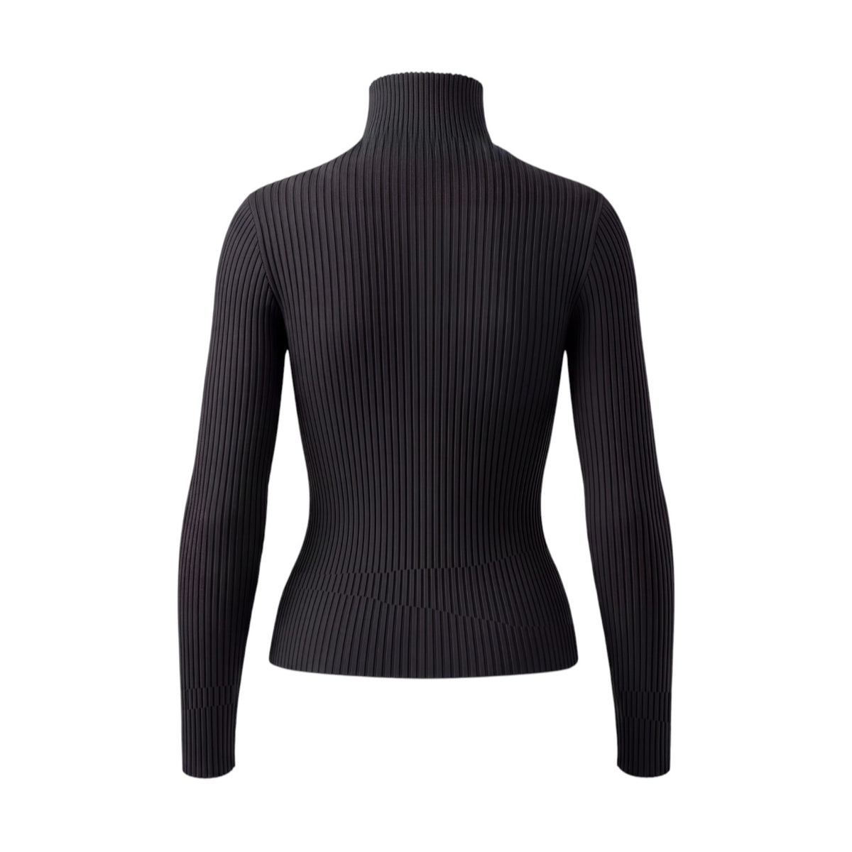JIL SANDER BLACK RIBBED TURTLENECK SWEATER - SIZE 40