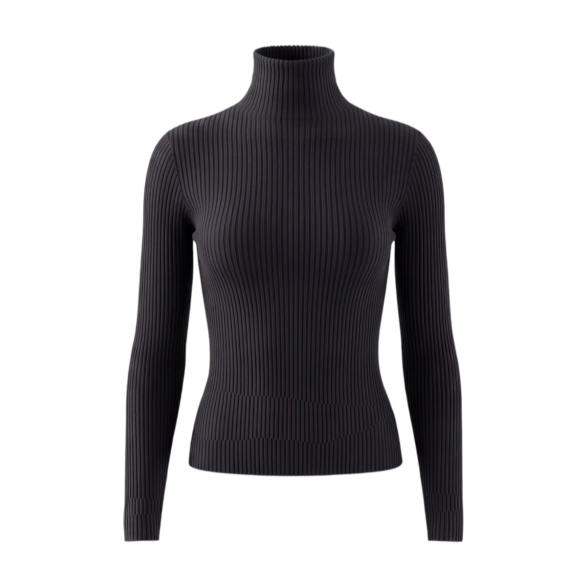 JIL SANDER BLACK RIBBED TURTLENECK SWEATER - SIZE 40