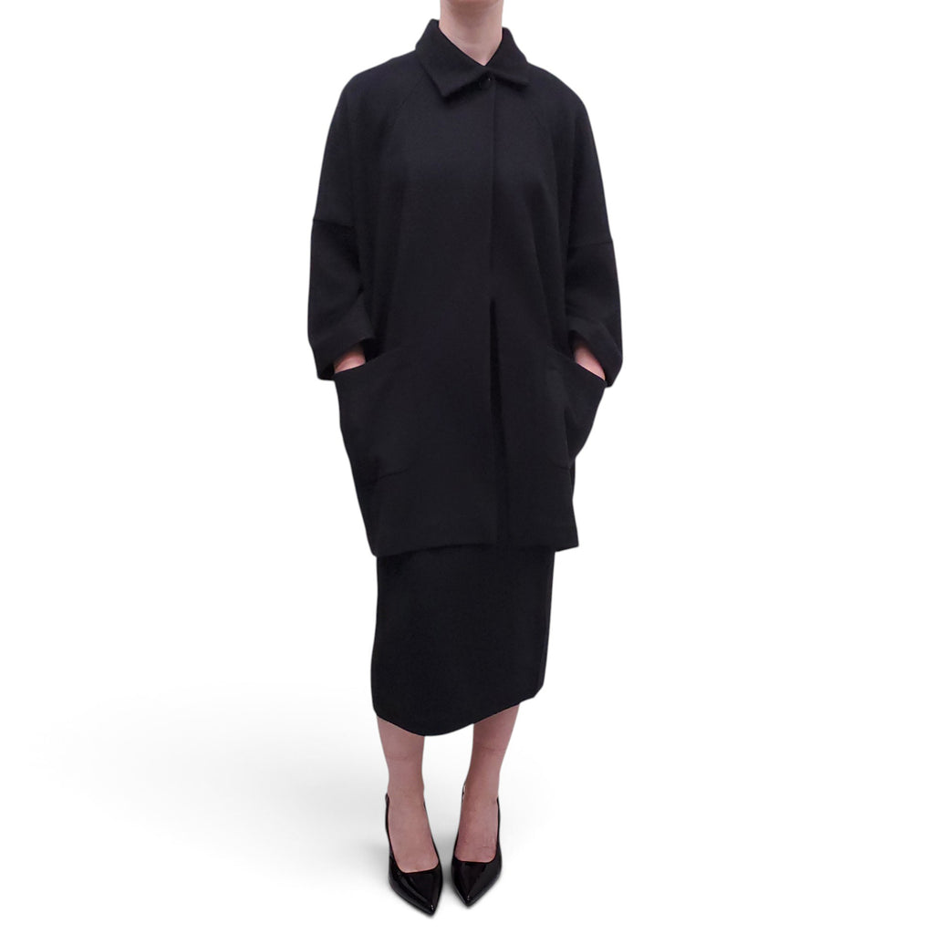 JIL SANDER BLACK WOOL COAT - SIZE 38