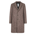 JIL SANDER BROWN MOHAIR HERRINGBONE LONG COAT - SIZE 38