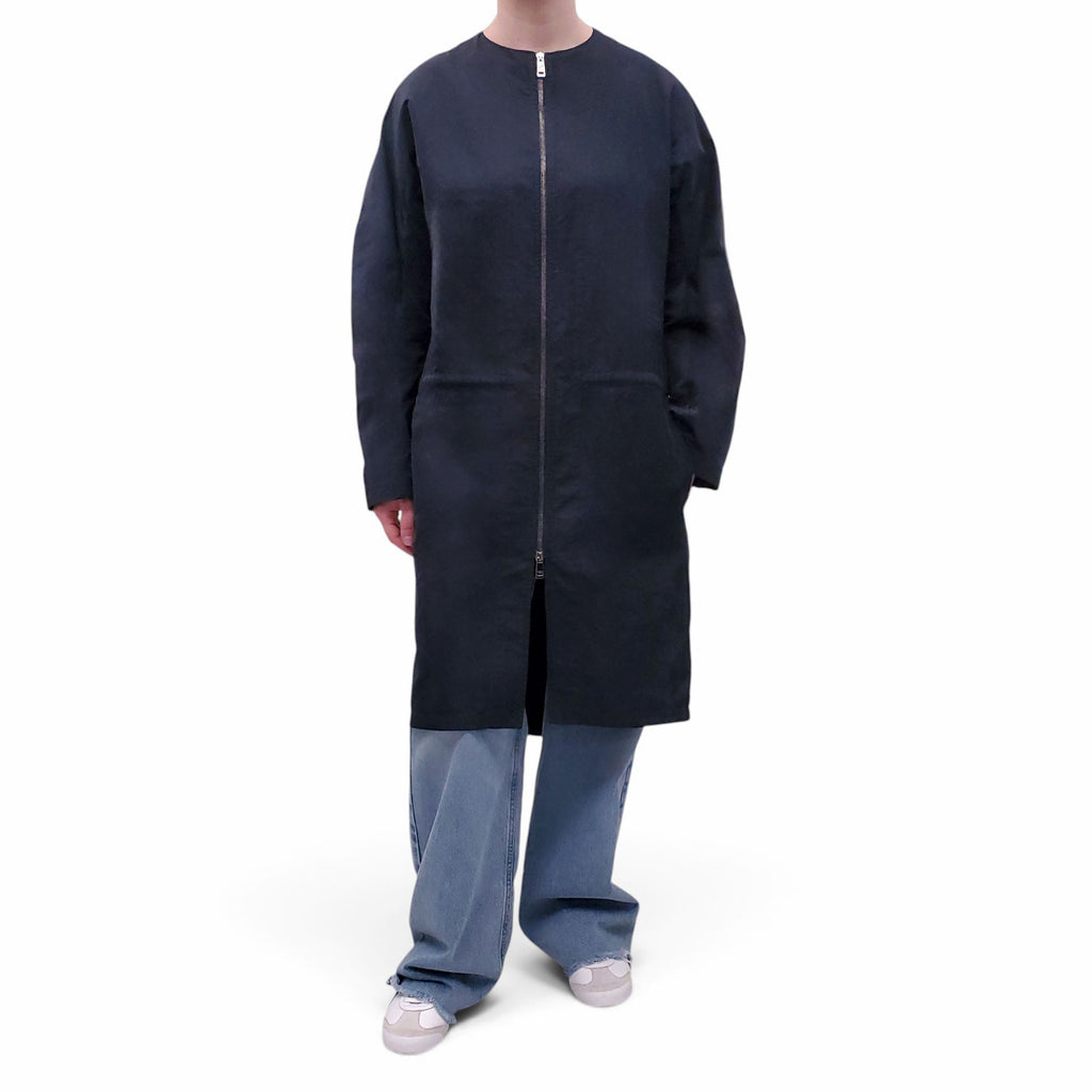 JIL SANDER NAVY WINDBREAKER JACKET - SIZE 40