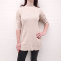 JIL SANDER OVERSIZED CREAM RIBBED SHORT SLEEVE SWEATER - SIZE 34