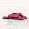 JIL SANDER RED LEATHER KNOT SLIDES - SIZE 35.5