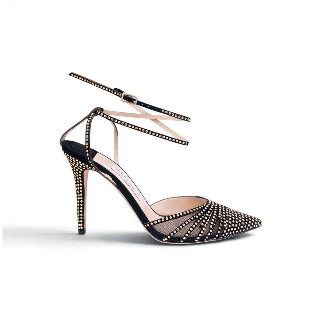 JIMMY CHOO BLACK STUDDED HEELS - SIZE 40