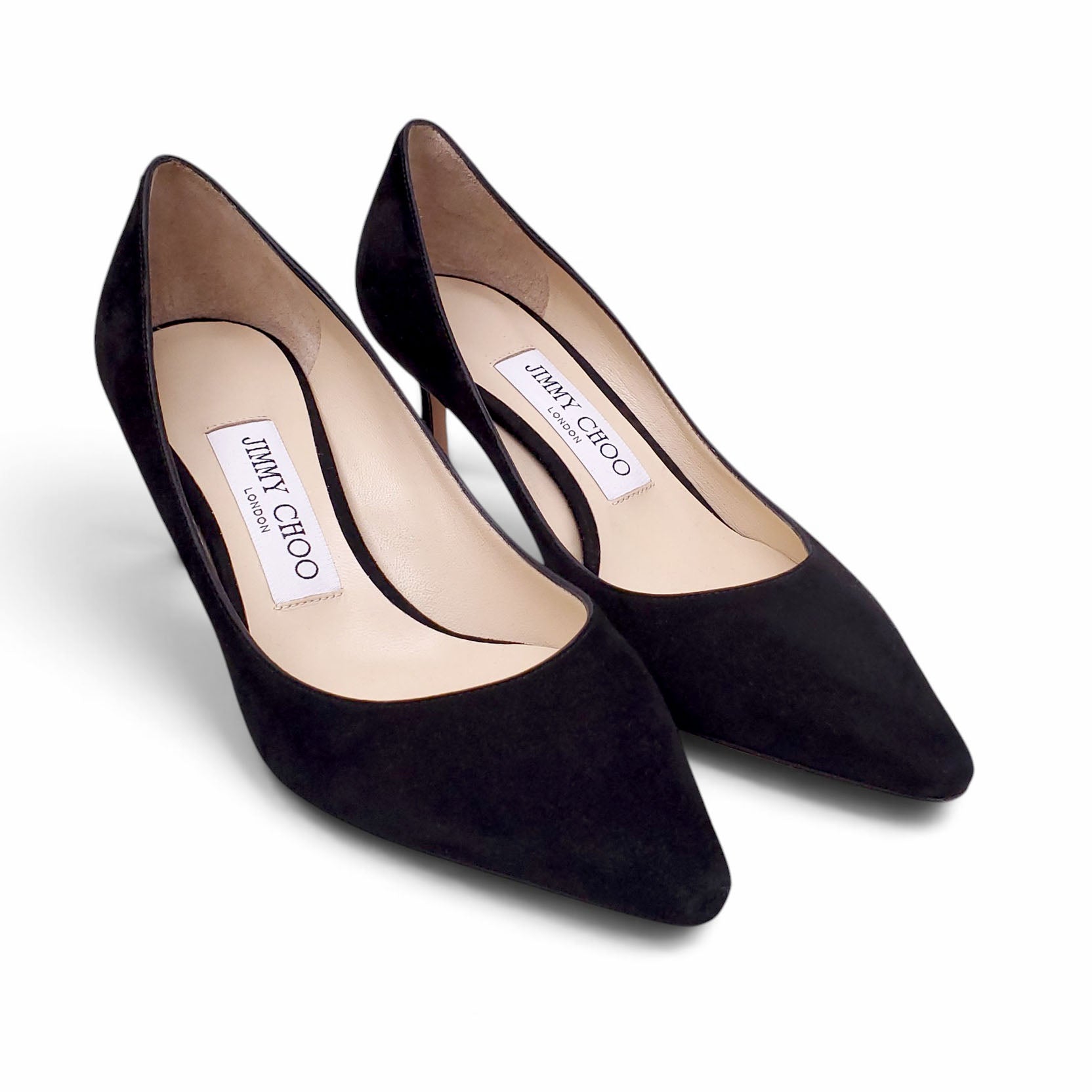 JIMMY CHOO BLACK SUEDE HEELS - SIZE 35
