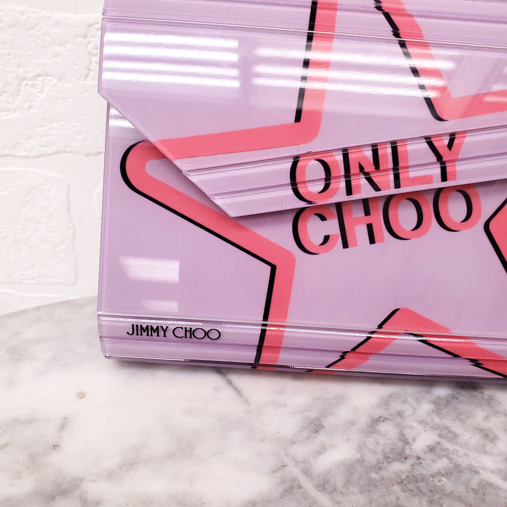 JIMMY CHOO CANDY LOVE HEART 'I WANT CHOO' CLUTCH BAG