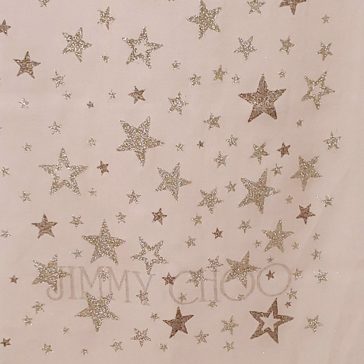 JIMMY CHOO FINE BLUSH PINK STAR METALLIC SCARF