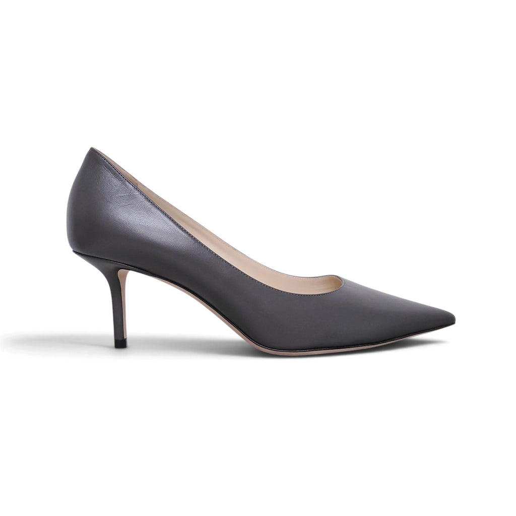 JIMMY CHOO GREY KITTEN HEELS - SIZE 38