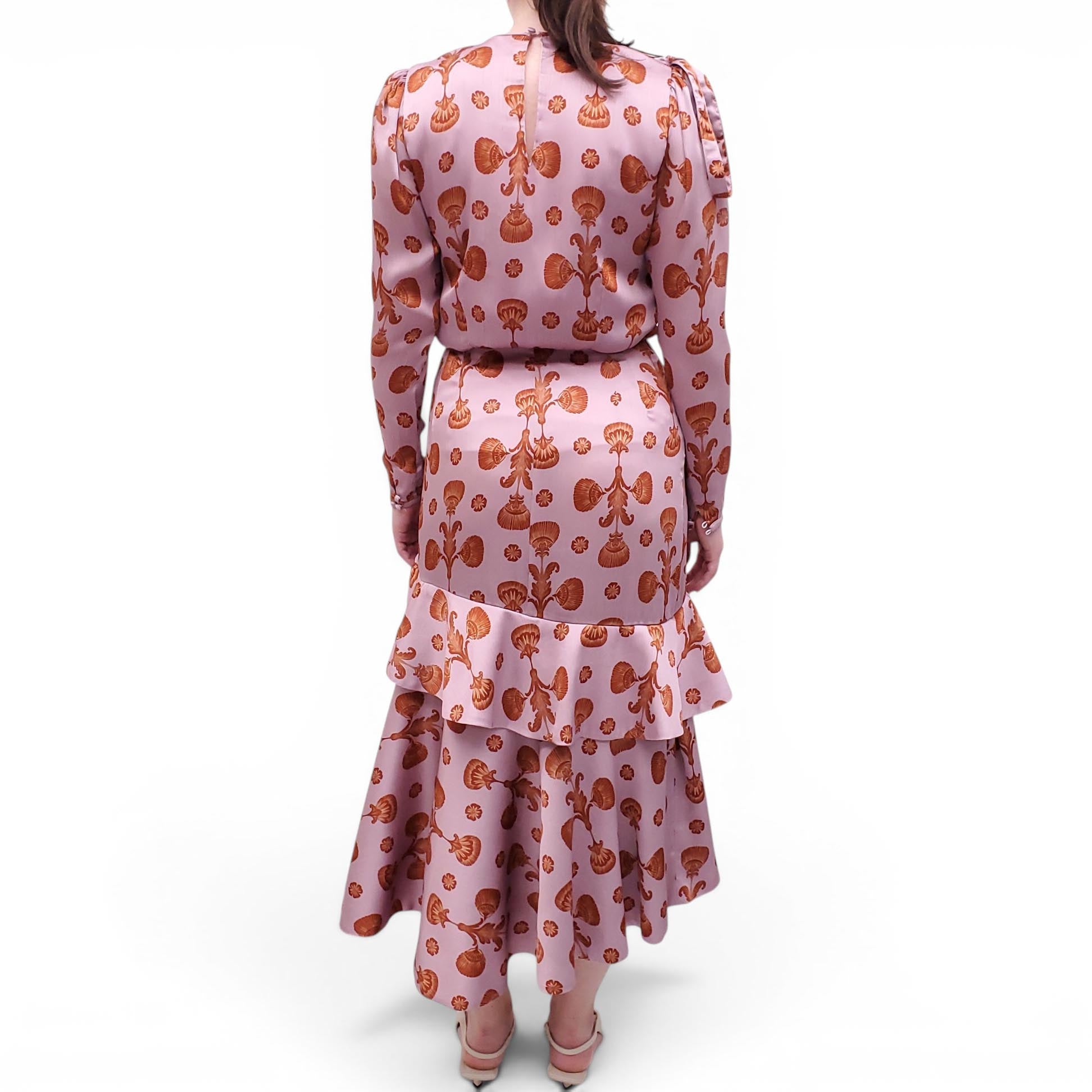 JOHANNA ORTIZ PURPLE AND BURNT ORANGE PATTERNED DRESS - SIZE 6