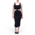 JONATHAN SIMKHAI BLACK RIBBED CUTOUT DRESS - SIZE M