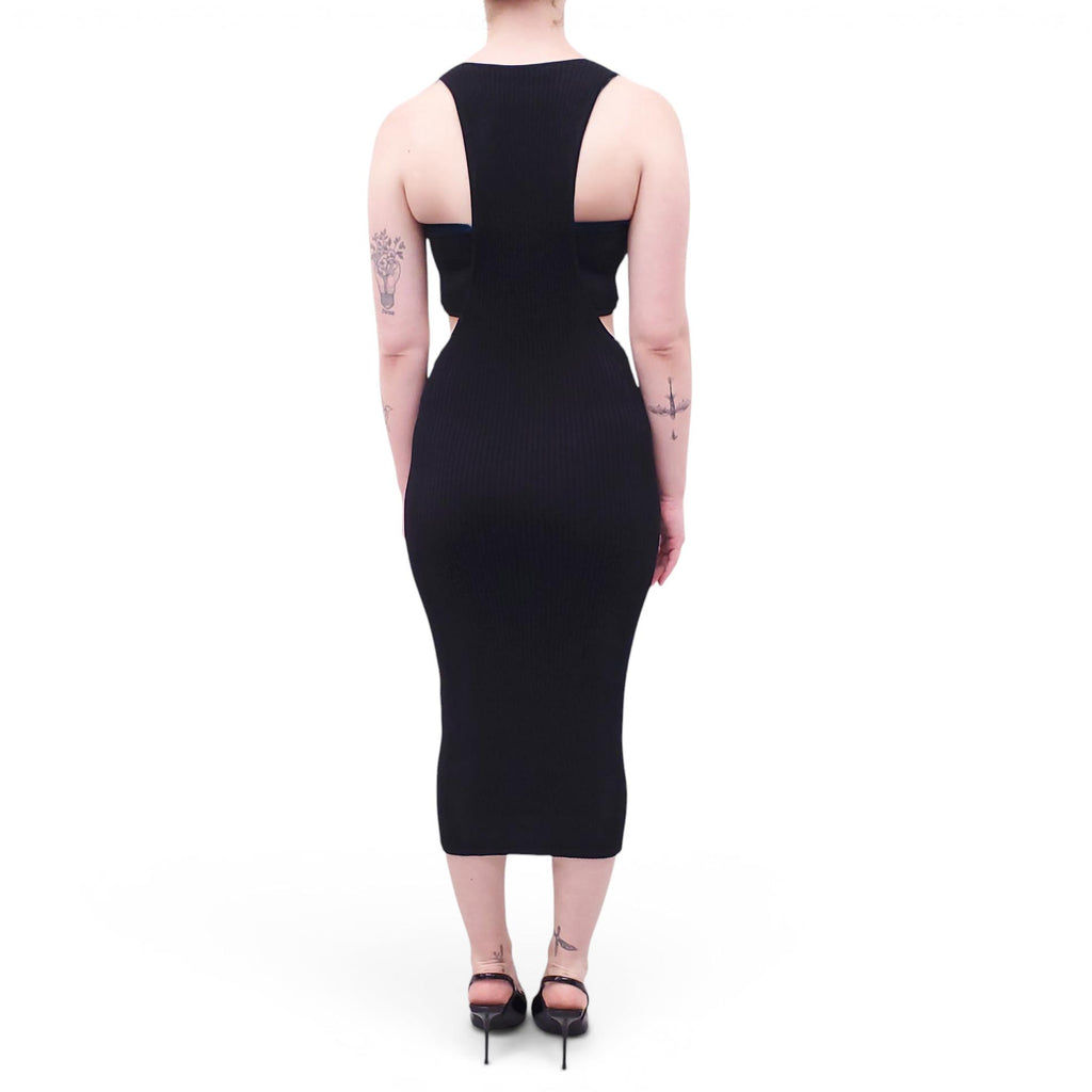 JONATHAN SIMKHAI BLACK RIBBED CUTOUT DRESS - SIZE M