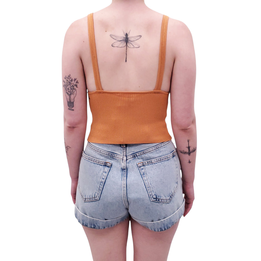 JONATHAN SIMKHAI ORANGE RIBBED TANK TOP - SIZE S