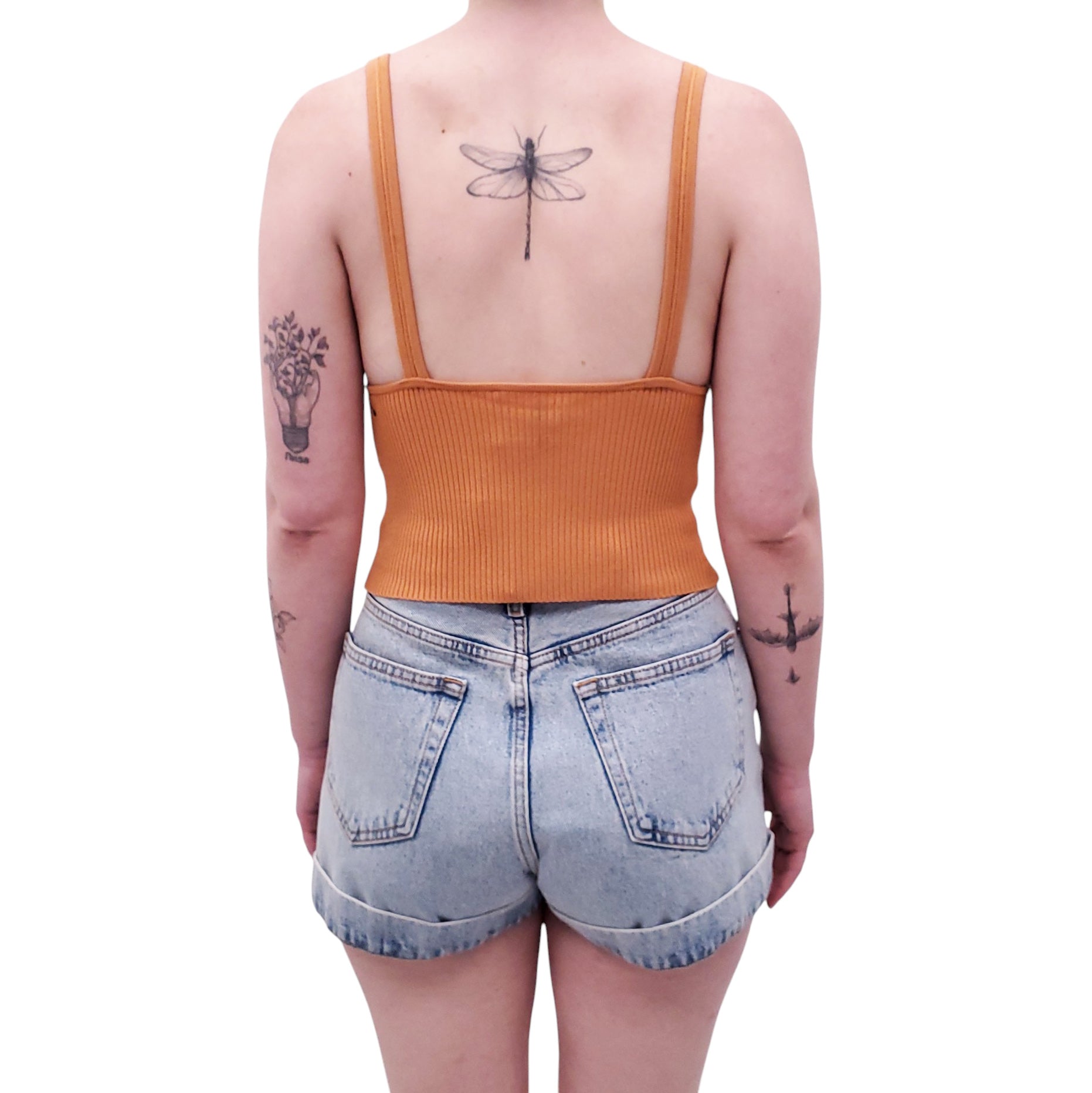 JONATHAN SIMKHAI ORANGE RIBBED TANK TOP - SIZE S