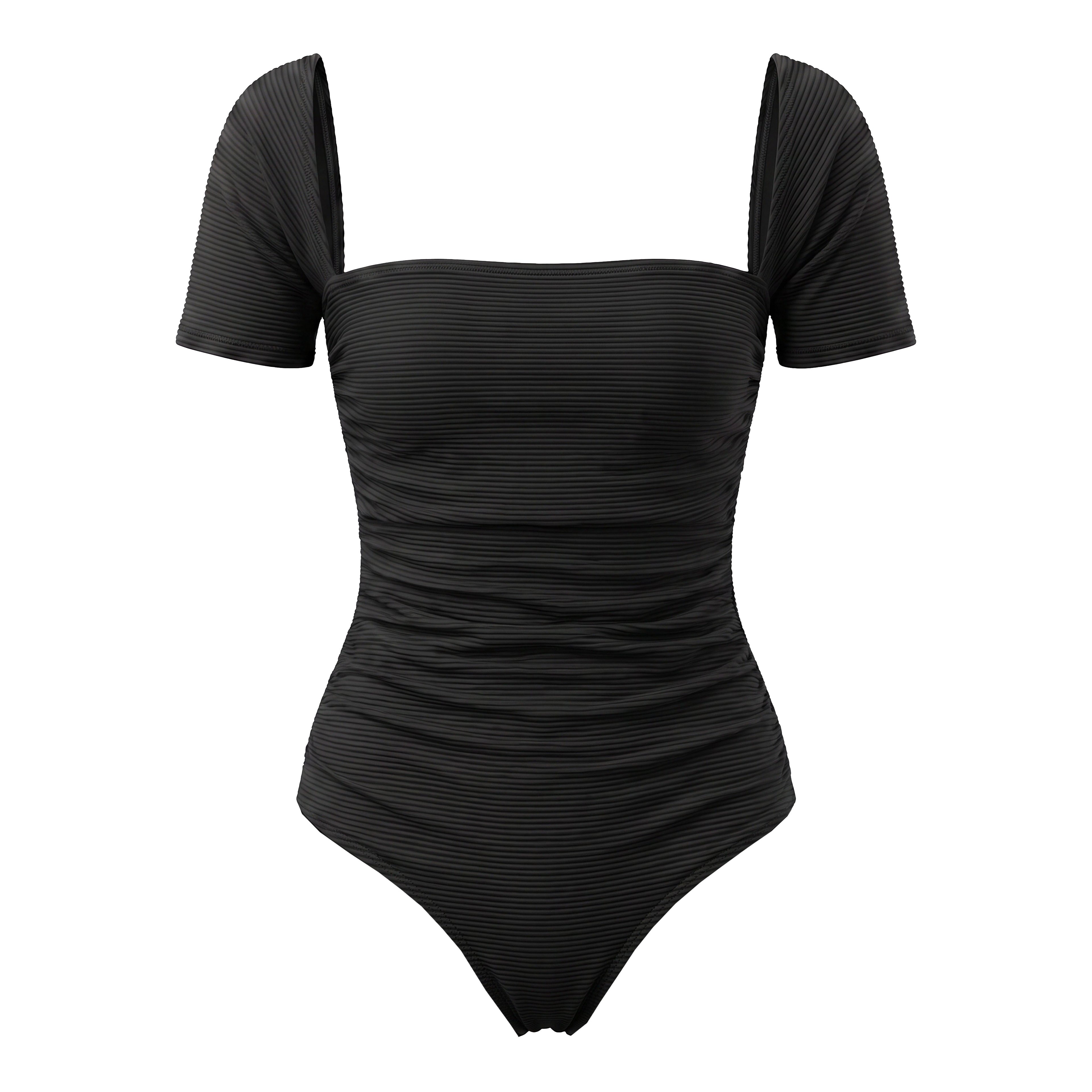 JONATHAN SIMKHAI RUCHED BLACK BATHING SUIT - SIZE XS