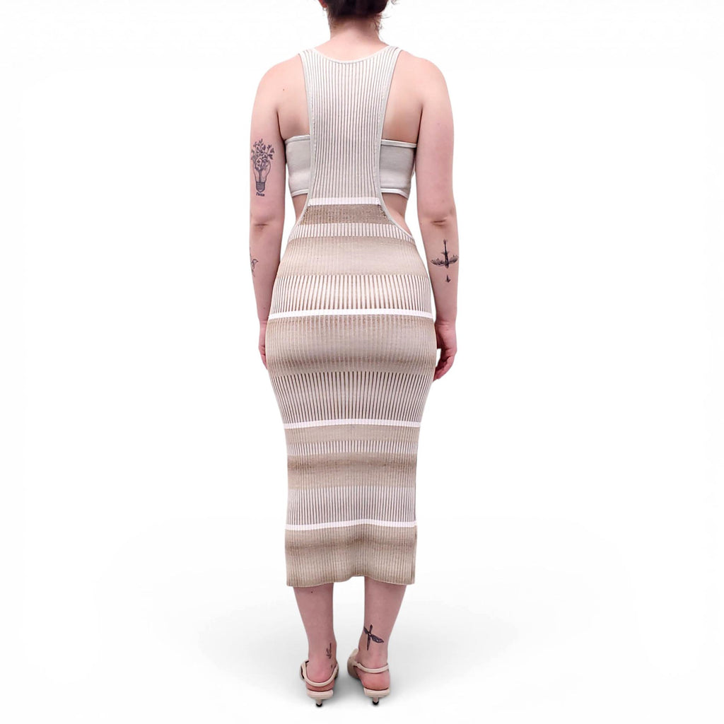 JONATHAN SIMKHAI TAUPE RIBBED CUTOUT DRESS - SIZE M