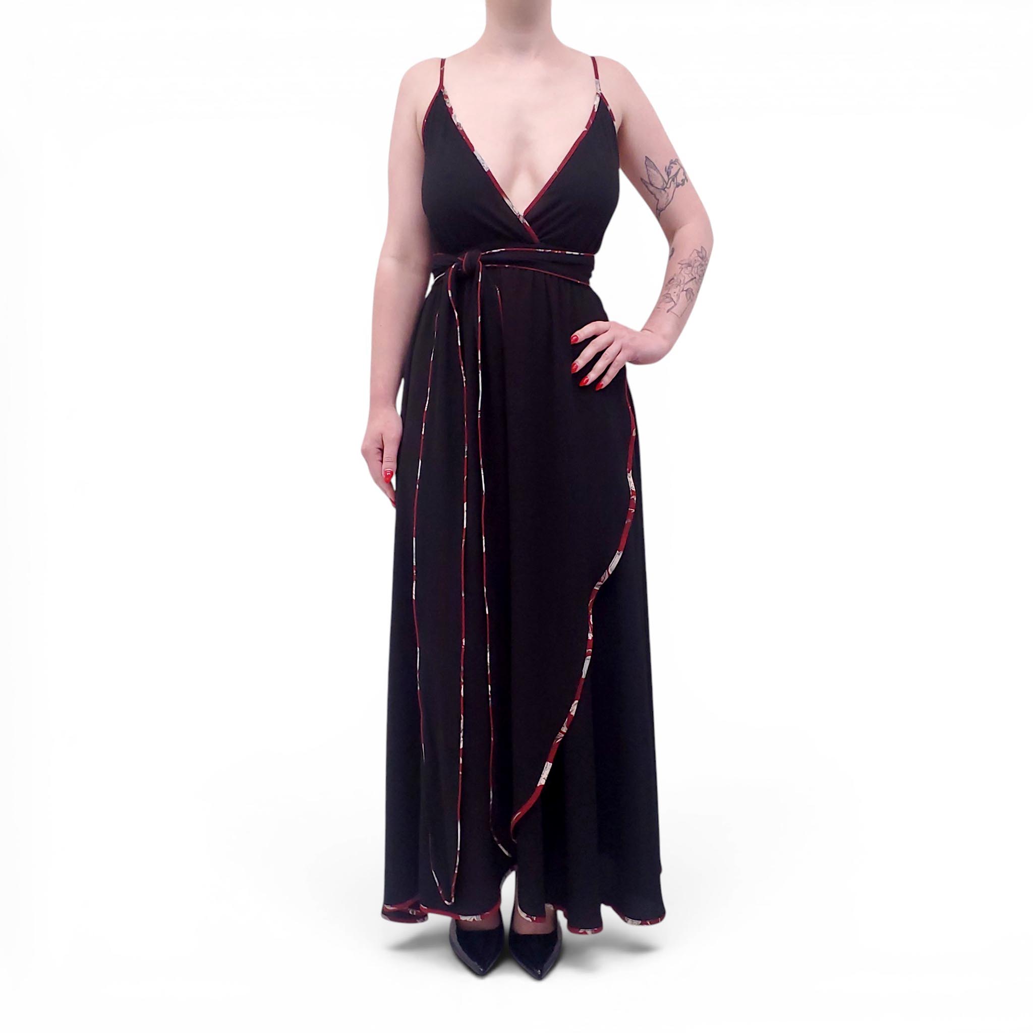 JOSA TULUM BLACK DRESS WITH BELT - SIZE S/M
