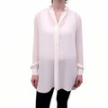 JOSEPH CREAM SILK BUTTON-UP BLOUSE - SIZE 40