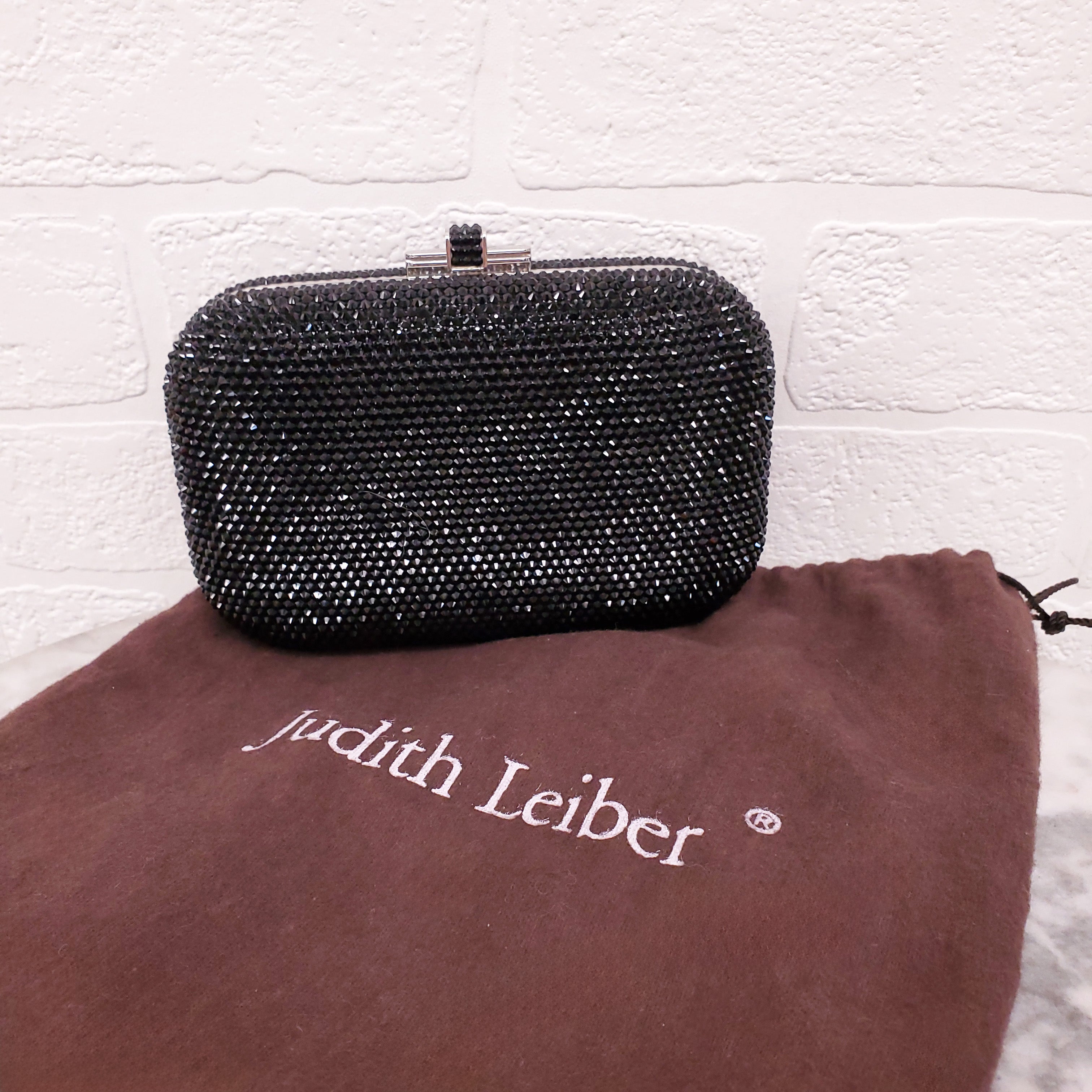 JUDITH LEIBER BLACK CRYSTAL BAG