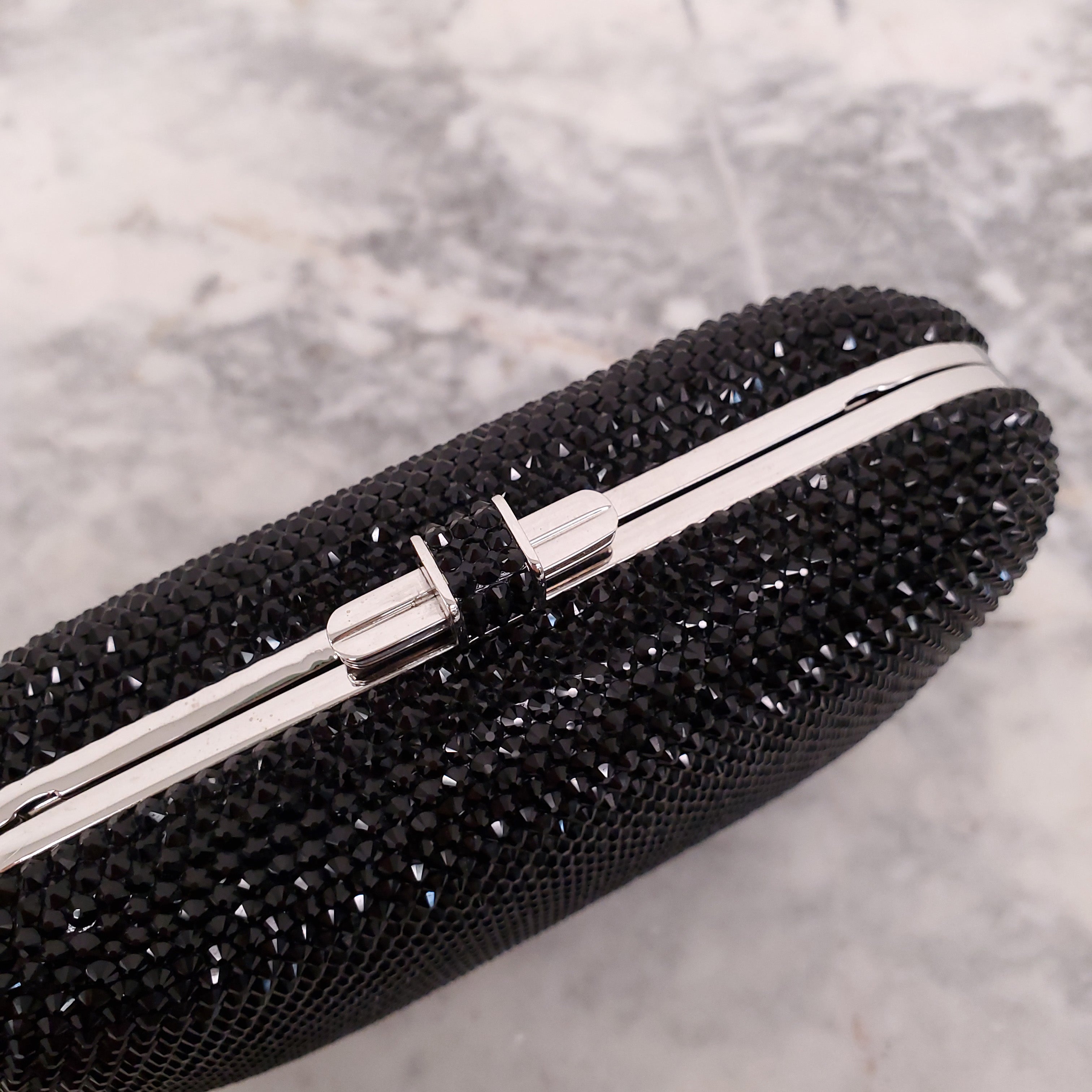 JUDITH LEIBER BLACK CRYSTAL BAG