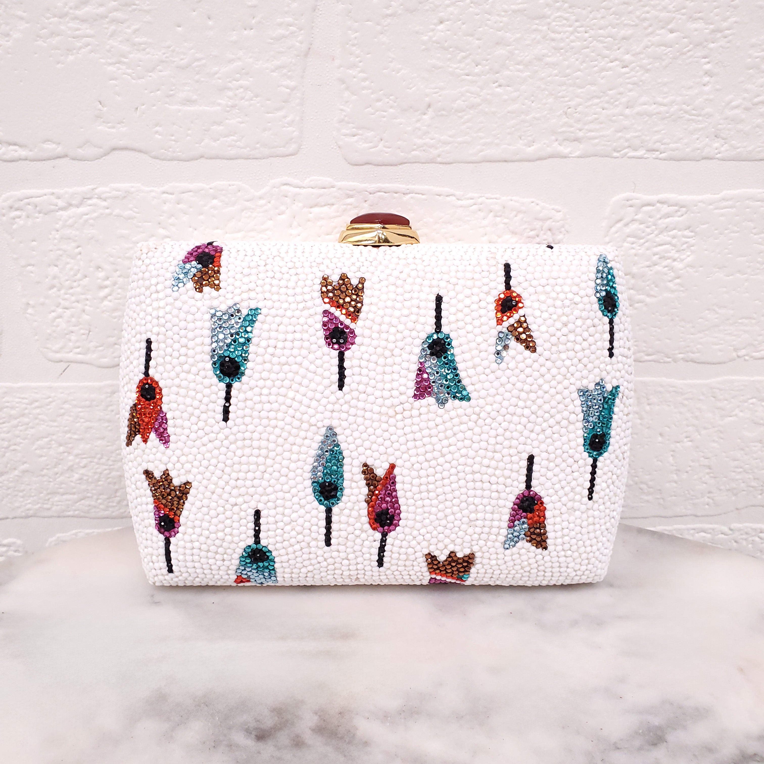 JUDITH LEIBER MINAUDIERE TULIP CRYSTAL CLUTCH