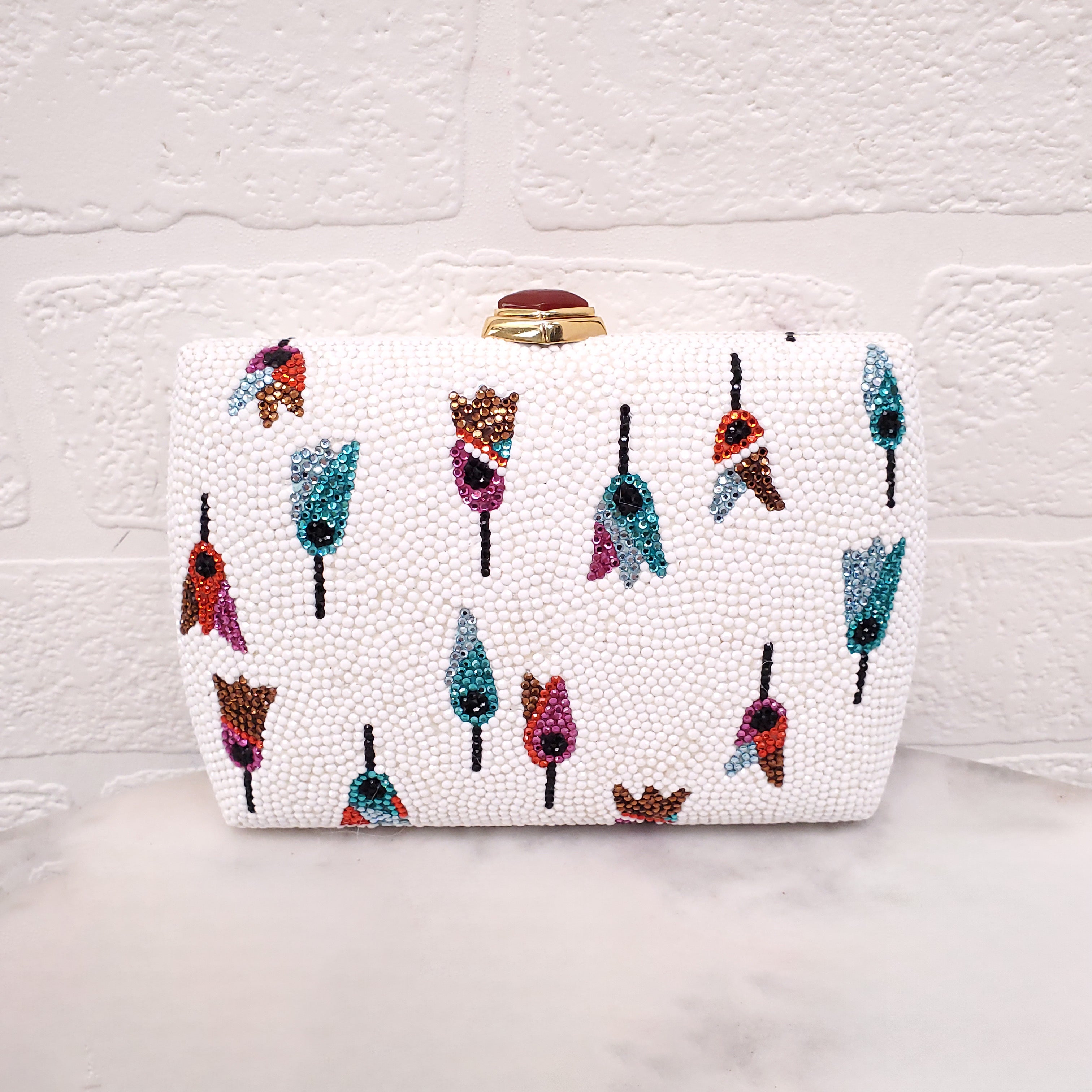 JUDITH LEIBER MINAUDIERE TULIP CRYSTAL CLUTCH