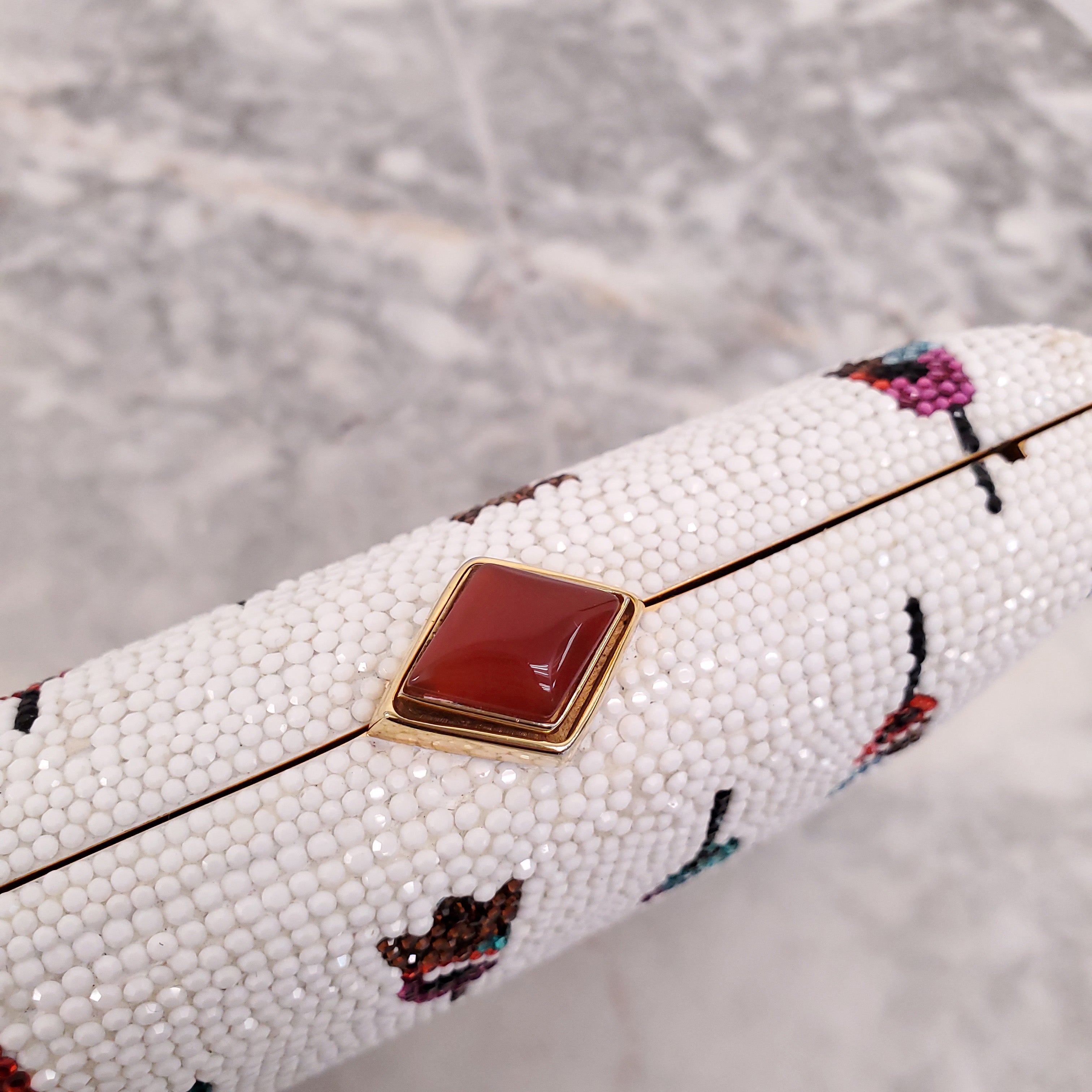 JUDITH LEIBER MINAUDIERE TULIP CRYSTAL CLUTCH