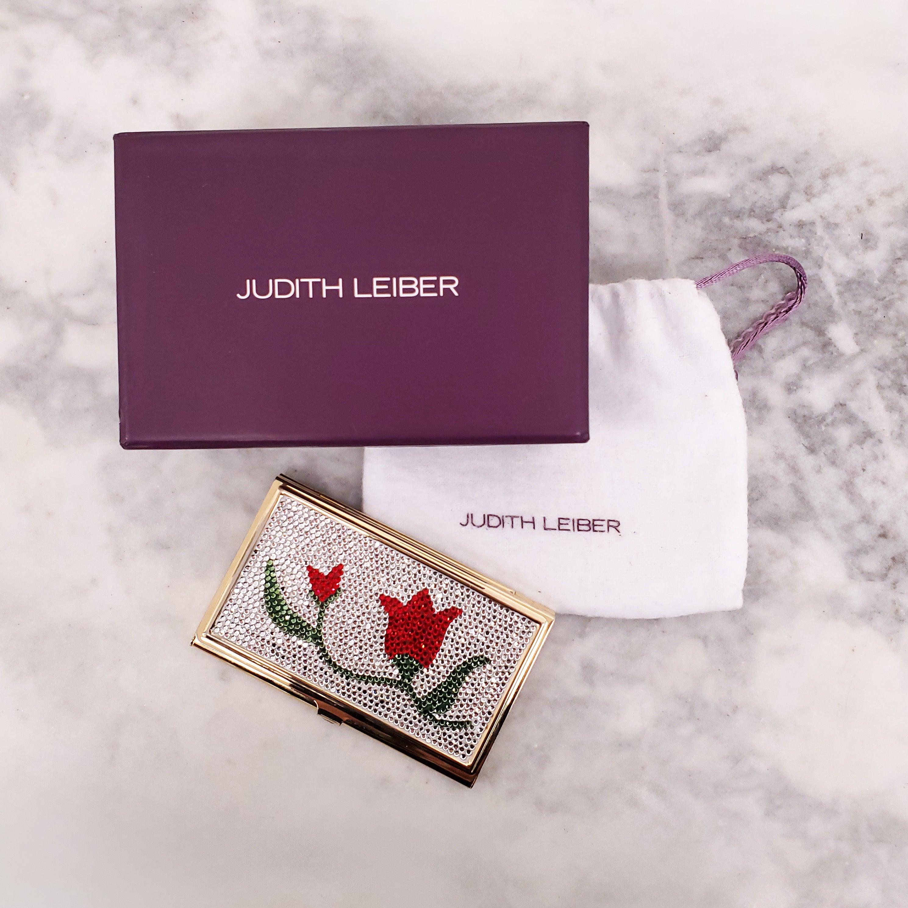JUDITH LEIBER TULIP CRYSTAL CARD HOLDER