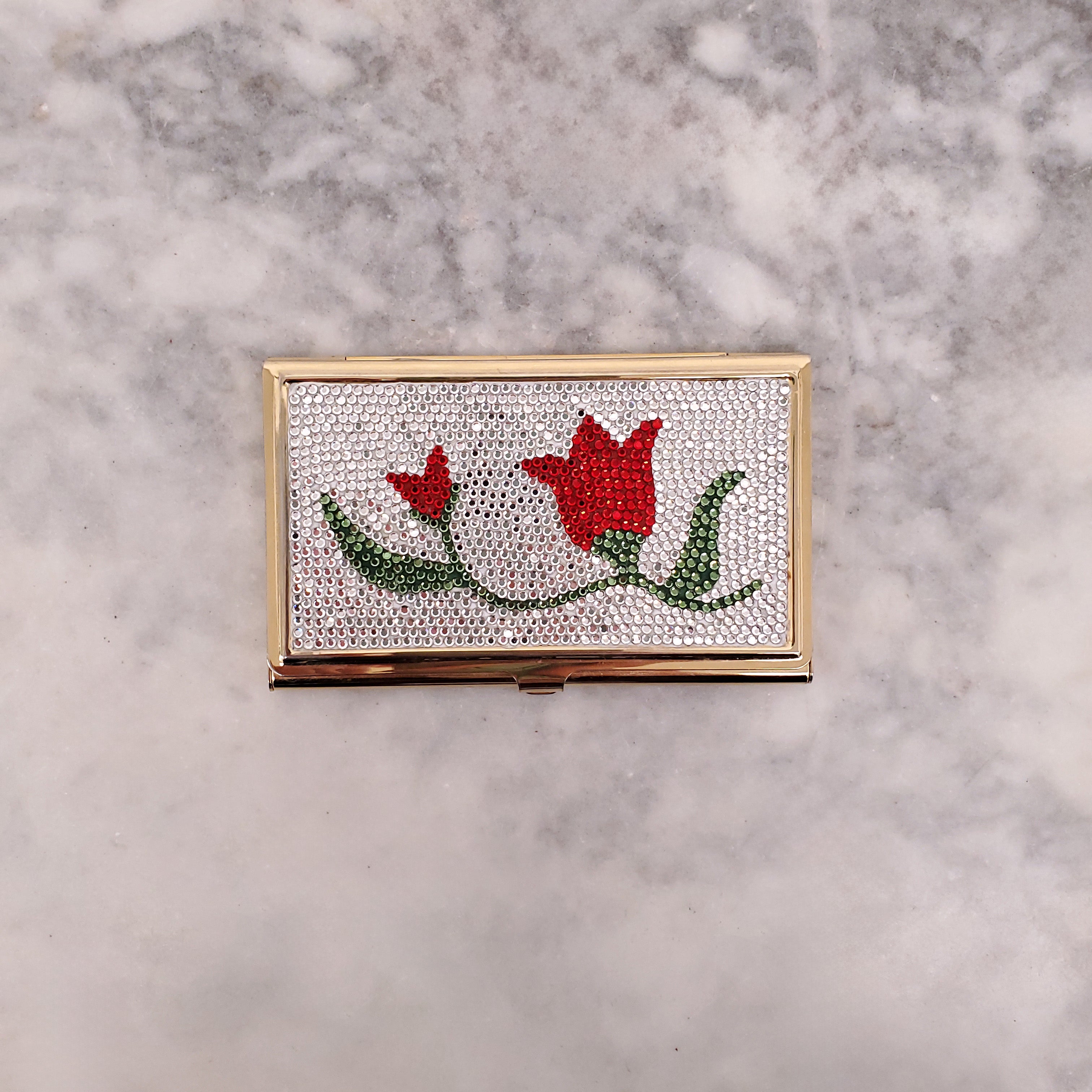 JUDITH LEIBER TULIP CRYSTAL CARD HOLDER